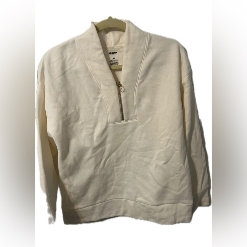{SONOMA} White Quater zip NWT